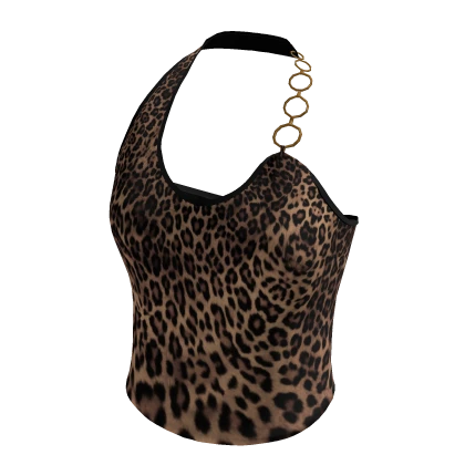 Leopard Tank Top With Chain