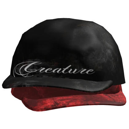 'creature' Black Red Double Stack Emo Grunge Caps