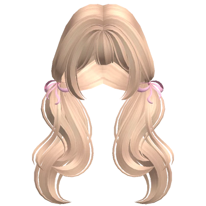 ♡ Kawaii Fluffy Pigtails w Ribbons (Blonde)