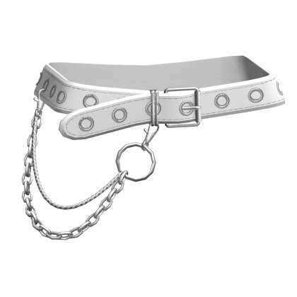 White Grommet Belt With Chain 3.0