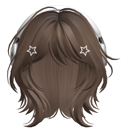 Brown Short Wolf Cut Hair with Headphones