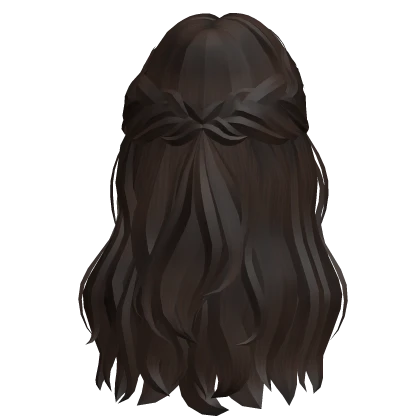Wavy Braided Half Up Cottagecore Hair (Dark Brown)