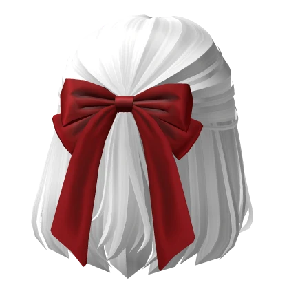 Soft  Half up Hair w/ Red Christmas Bow (white)