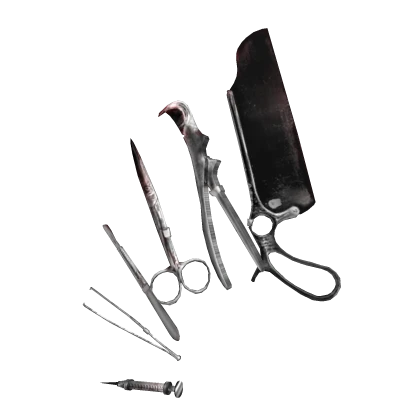 Bloody crazy horror surgeon tools