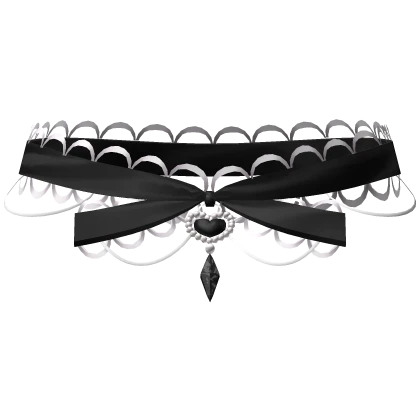 ✧ kawaii black lace heart choker