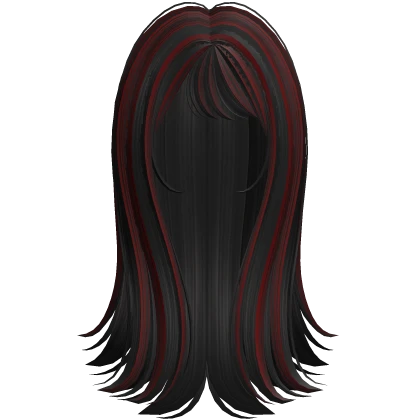 Two Tone Long Emo Hair in Black & Red