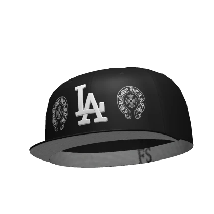 Black LA Cross Tilted Fitted Cap