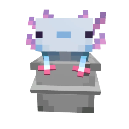White Axolotl Backpack in 3D Pixel Cube