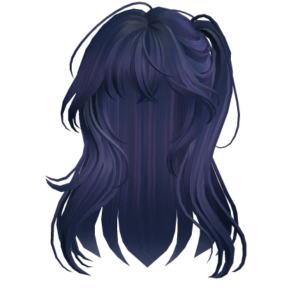 Navy Blue Anime Girl Hairstyle w/ Side Ponytail