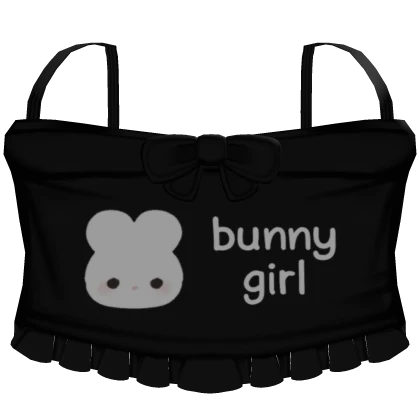 Ი𐑼 Cute Black Derpy Bunny Girl Tank Top w Ruffles