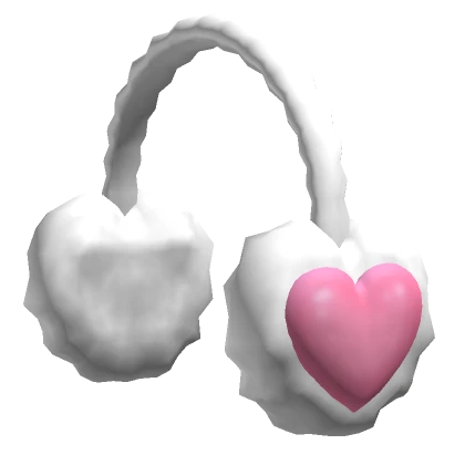 Fluffy Heart Earmuffs White Pink