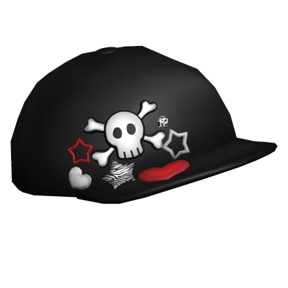 Scene Emo Skull Harajuku Tilted Cap in Red