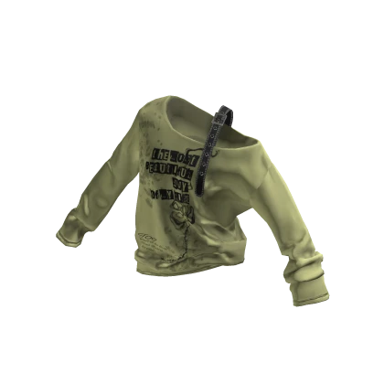 💗Y2K OFF-SHOULDER GRAPHIC T-SHIRT_GREEN