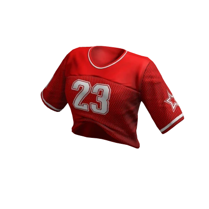 Jersey Tucked Red 23 Loose Cropped Crop Top Y2K