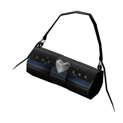 Y2K Shiny Heart Bag - Black