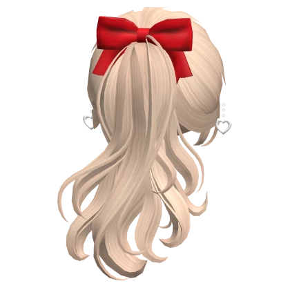 Valentines Ponytail w/ Bow & Earrings in Blonde
