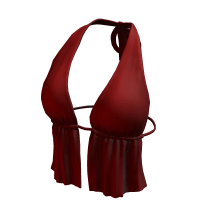Hem Halter Neck Top Red Y2K Baddie Tee Shirt 2000s