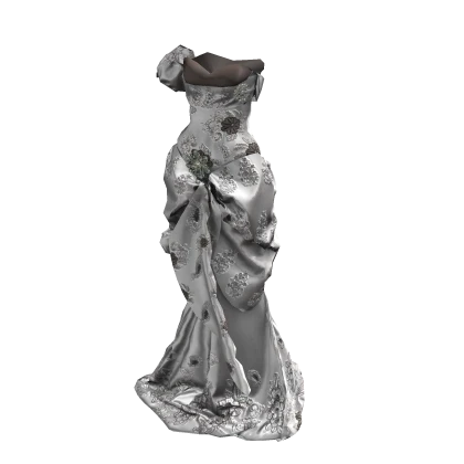 ʚ♡ɞ Silver White Couture Silk Gown Dress