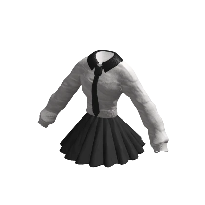 Kawaii Long Sleeve School Outfit | White Black✔️