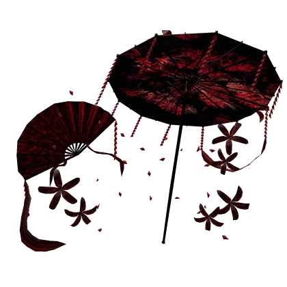 Red Spider Lily Maximalist Umbrella Fan