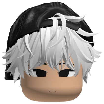 White Messy Emo Hair Y2K Cap Anime Boy Face