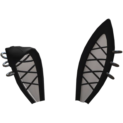 Black Stitched Bunny Ears w/ Piercings 
