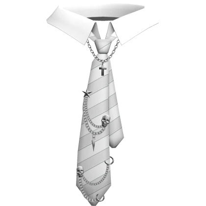 Y2K Pierced Emo Tie with Collar in White