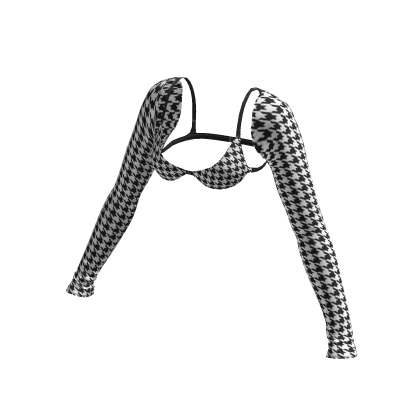 Y2K ☆ Houndstooth Night Sleevetop White