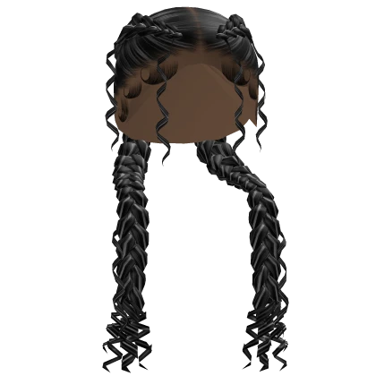 Double Curly Braids in Black w/ White Highlights