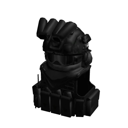 Black Military Helmet w Scarf, Mask And Vest