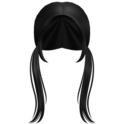 black hair straight wavy pigtails
