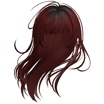 Dark Red Wind-Blown Long Anime Hair