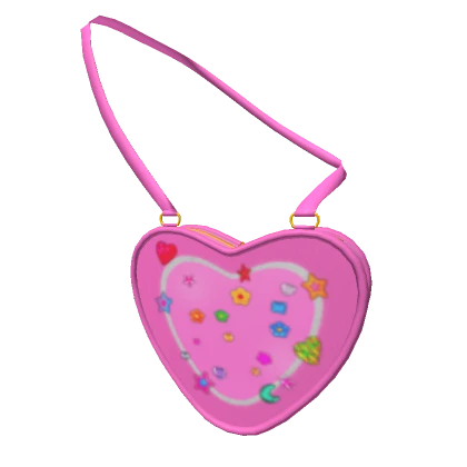 Pink Y2K heart bag with stickers (3.0)