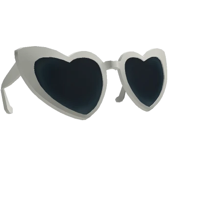 Y2K Heart Glasses on Head - White