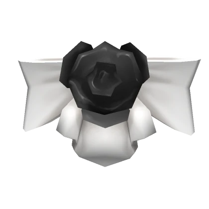 Rose Hair Bow White and Black