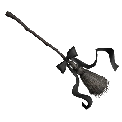 Grunge Goth Witch Broom w/ a Black Bow
