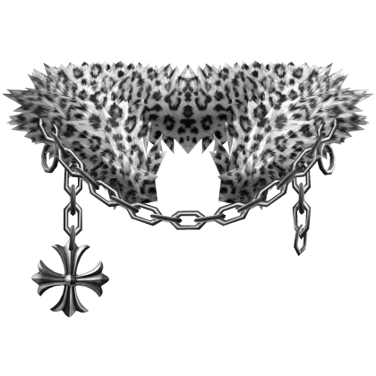 Snow Leopard Chained Chrome Pendant Neck Fur