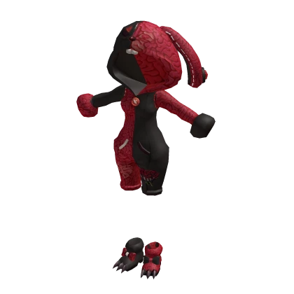 ✨Bunny  Hoodie Jumpsuit Onesie-Black&Red