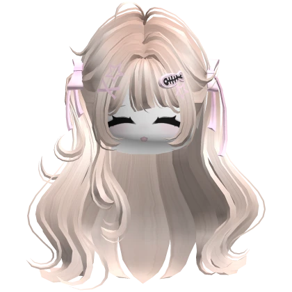 ♡ Cute Girl Pigtails w/ Hairclips & Face (Beige)