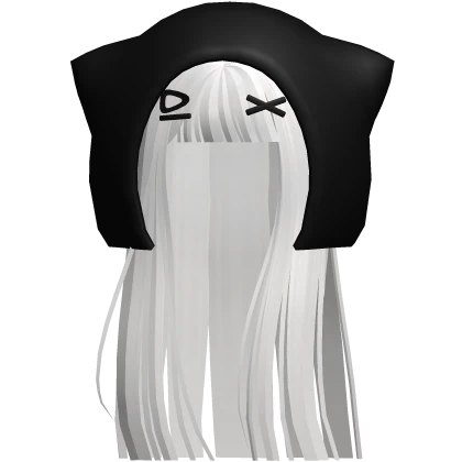 moe emo grunge straight hair w cat hood white