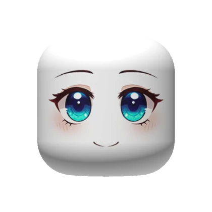 Blue Happy Anime Face (white skintone)