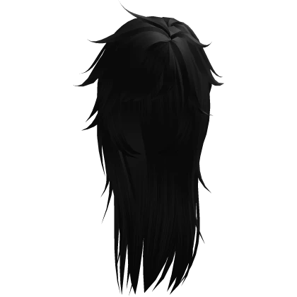 unkept messy long goth wolfcut in black