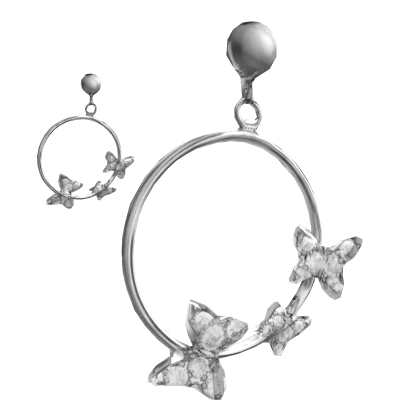 Cute Butterfly Bow Rhinestone White Pearl Earrings