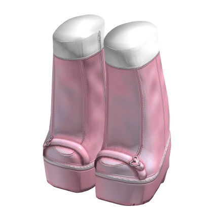 Stylish Girl Latex Platform Boots in Pink