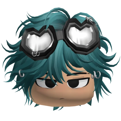 Anime Messy Boy Hair w/ Punk Goggles (Dark Teal)