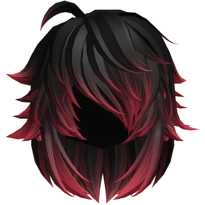 Messy Emo Black Red Eye Covering Hair