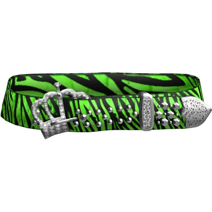 Y2k Rhinestone Mcbling Scene Green Zebra Belt 0.3