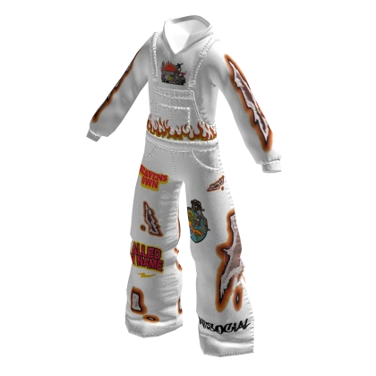Overalls w Hoodie Art White