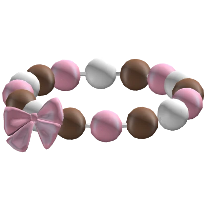 Pearl Necklace Bow Gyaru Choco White Pink Elegant