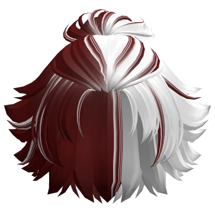 Two-Tone Anime Ponytail Boy Hair (White & Red)